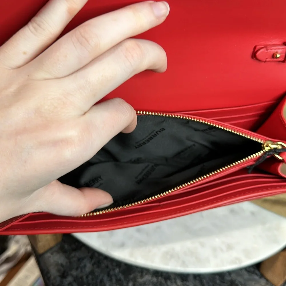 Burberry Logo Embossed Leather Crossbody Wallet